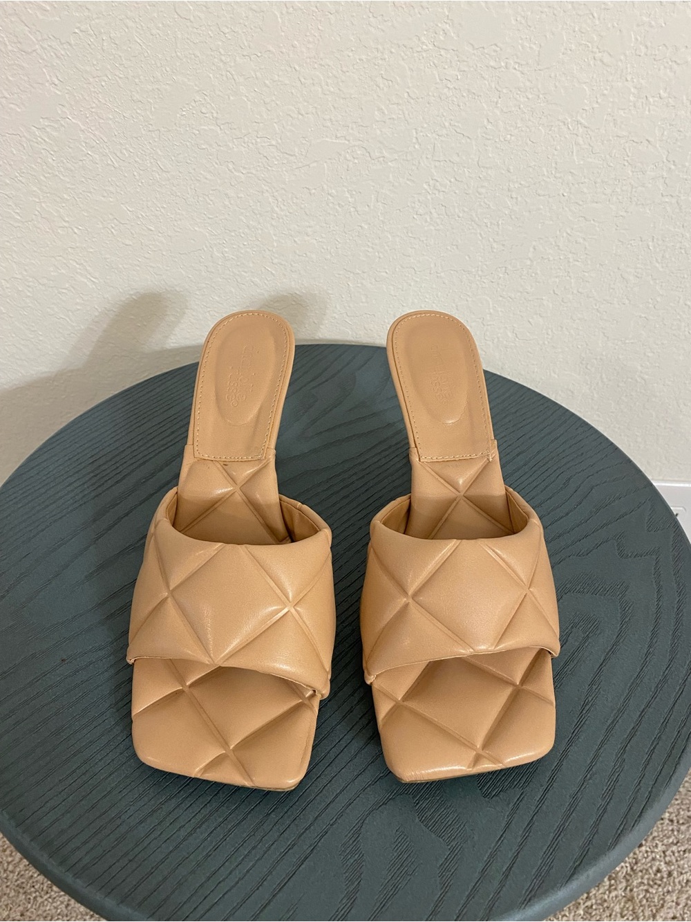 Women’s Tan Quilted Slide Sandals